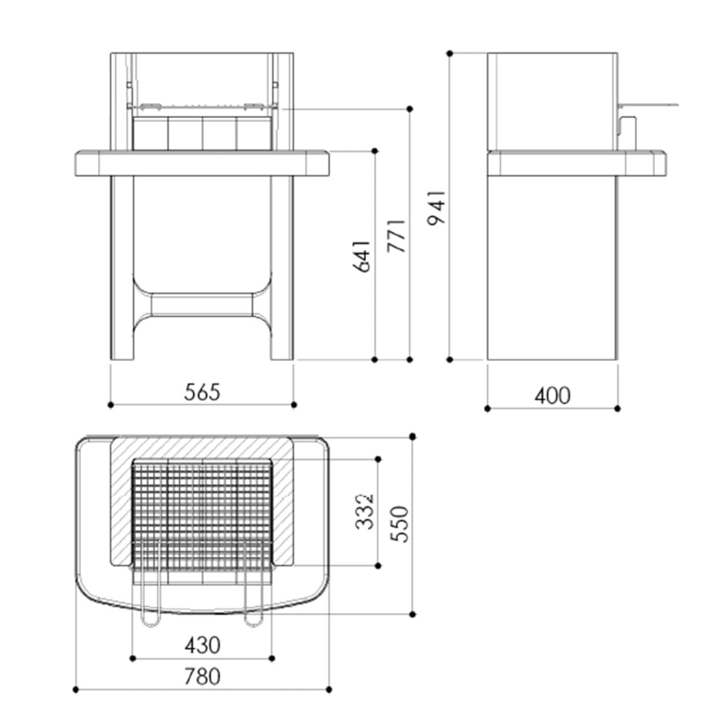 Concrete Charcoal BBQ Stand with Shelf